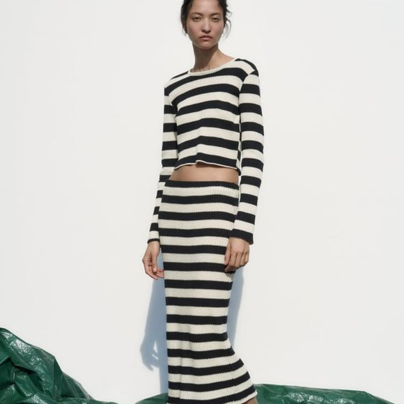 Striped Midi Skirt - Picture 1 of 8